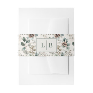 Tranquil Beige Botanical Pinecone Invitation Belly Band