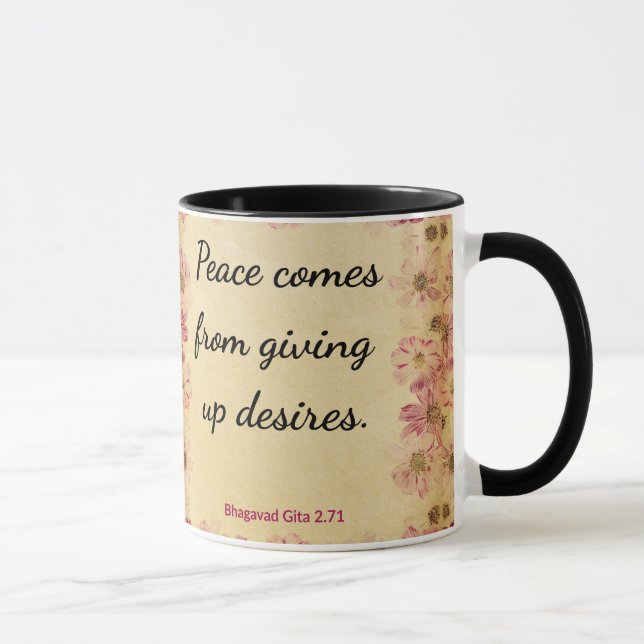 Tranquil Beige Pink Gita Give Up Desires Print Mug (Right)