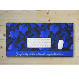 Tranquil Blue Autumnal Leaves Desk Mat