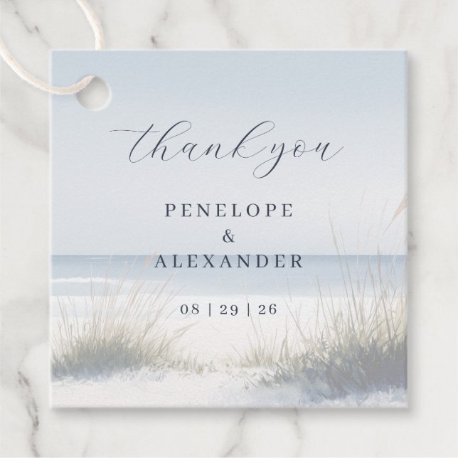 Tranquil Blue Beach Waves Favour Tags (Front)