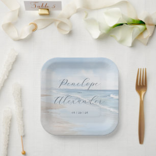 Tranquil Blue Beach Waves Paper Plate