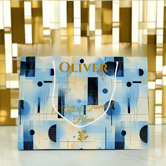 Tranquil Blue Geometric Contemporary Gift Bag