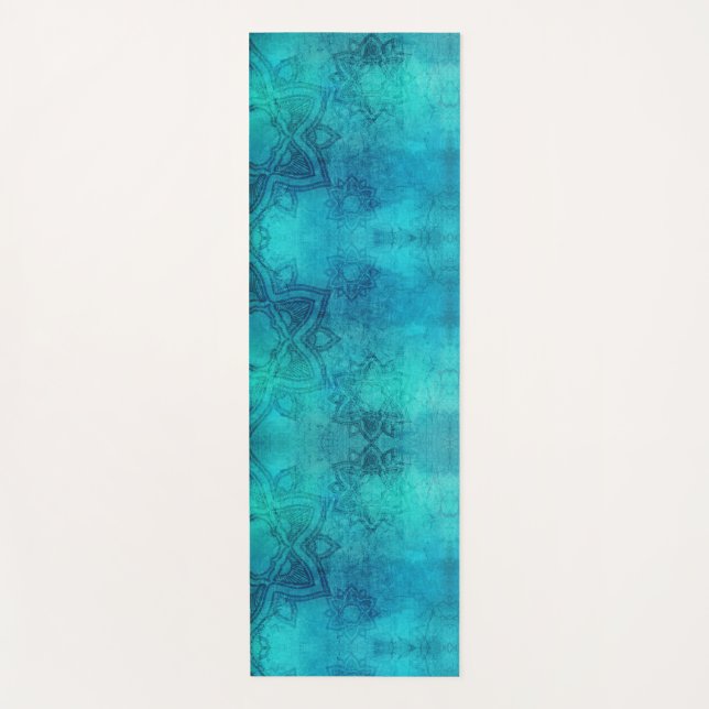 Tranquil Blue Mandala Yoga Mat (Front)