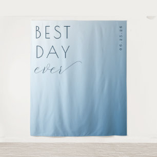 Tranquil Blue Minimalist Celebration Sign Tapestry