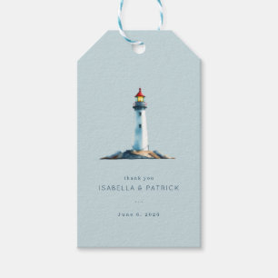 Tranquil Blue Minimalist Lighthouse Gift Tags