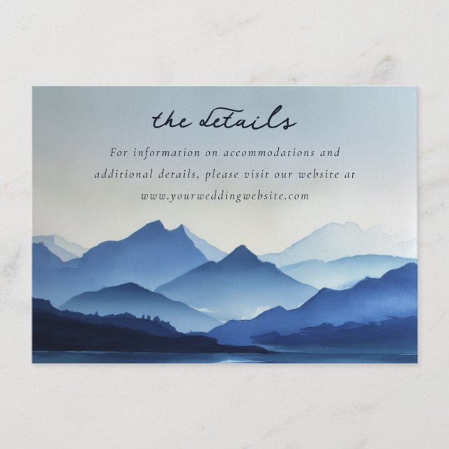 Tranquil Blue Watercolor Mountains Enclosure Card (Front)
