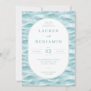 Tranquil Blue Wave Wedding Invitation