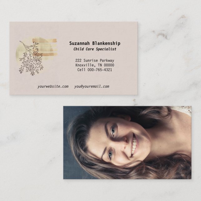 Tranquil Boho Art Front Custom Photo Back Business Card (Front/Back)