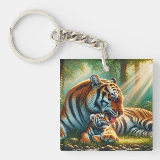 Tranquil Bonding in the Jungle Painting Key Ring (Front)