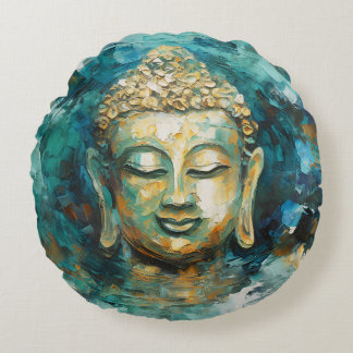Tranquil Buddha Aura Spiritual Art Round Cushion