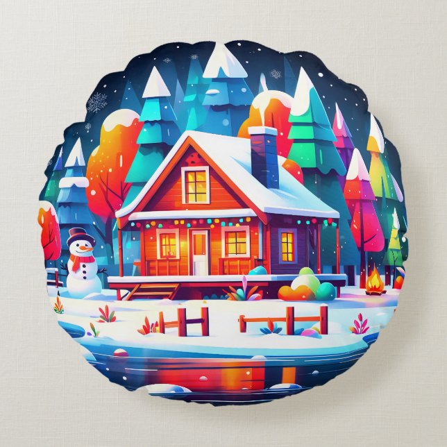 Tranquil Christmas Round Cushion (Front)