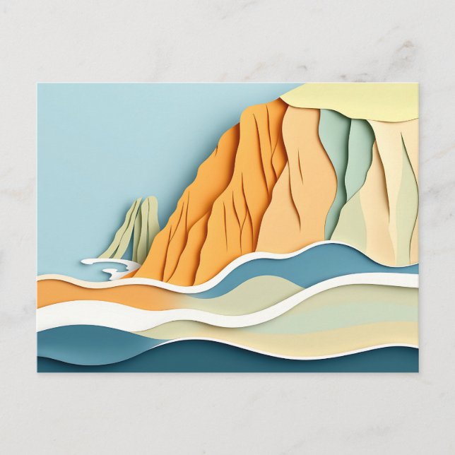 Tranquil Coastal Cliffs with Gentle Waves in Soft  Postcard (Front)