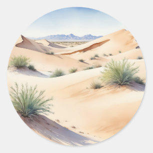 Tranquil Desert Landscape with Soft Dunes Classic Round Sticker