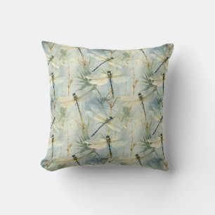 Tranquil Dragonfly Watercolour-style Cushion