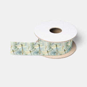 Tranquil Dragonfly Watercolour-style Satin Ribbon
