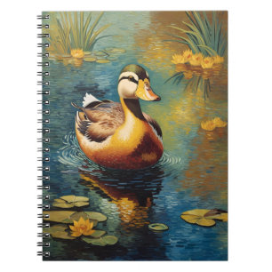 Tranquil Duck On A Pond Artistic Painting Notebook
