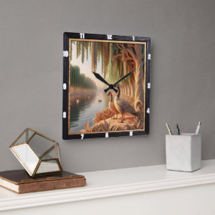 Tranquil Ducks River Square Wall Clock