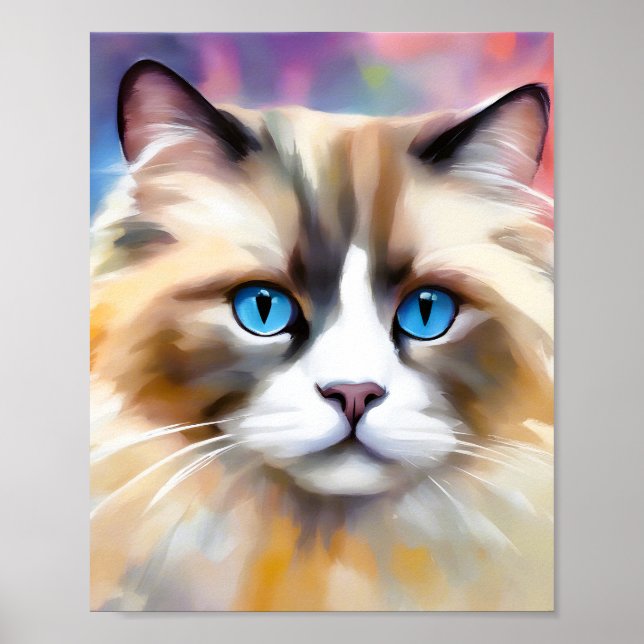 Tranquil Elegant Ragdoll Cat Poster (Front)
