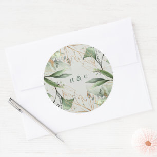 Tranquil Eucalyptus Elegant Green Breezy Sea Glass Classic Round Sticker