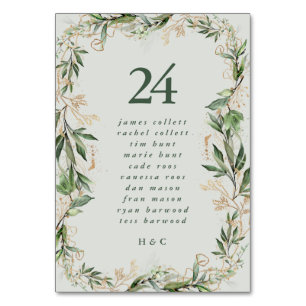 Tranquil Eucalyptus Elegant Green Breezy Sea Glass Table Number