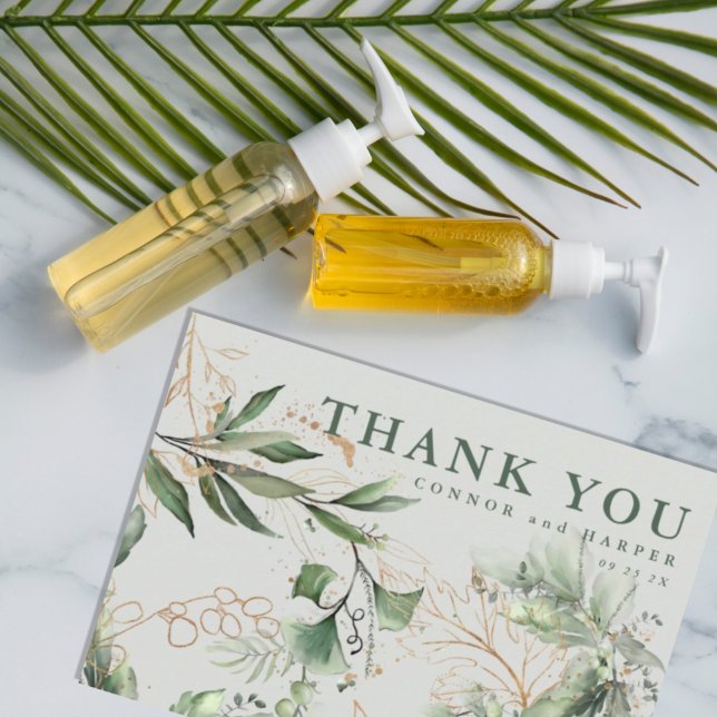 Tranquil Eucalyptus Elegant Green Breezy Sea Glass Thank You Card (Creator Uploaded)