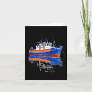 Tranquil Fishing Boat Water Reflection Art Card