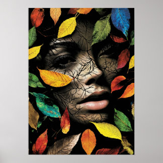"Tranquil Foliage: Woman's Portrait" is a stunning Poster