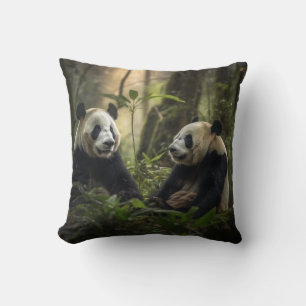 Tranquil Forest: Panda Pair Cushion