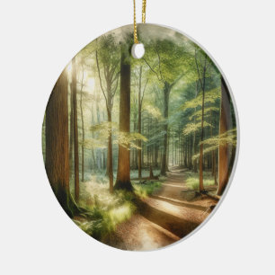 Tranquil Forest Path Ceramic Ornament