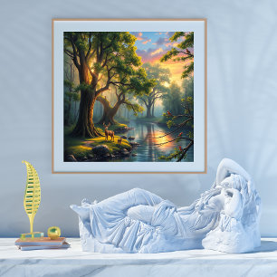 Tranquil Forest Serenity at Dawn Poster