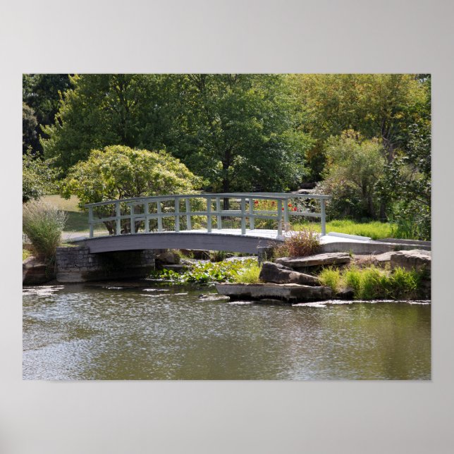 Tranquil Garden Bridge Poster (Front)