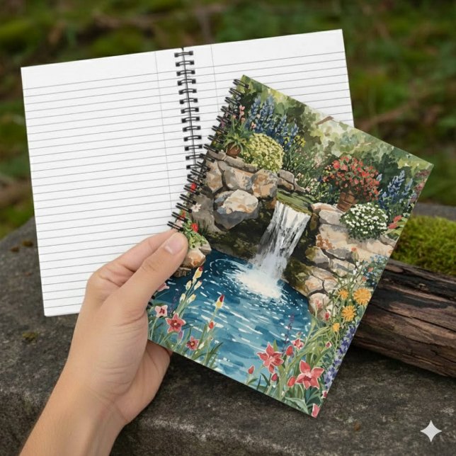 Tranquil Garden Waterfall Spiral Notebook (Creator Uploaded)