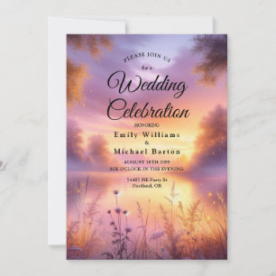 Tranquil Glow of Evening by the Lake Invitation