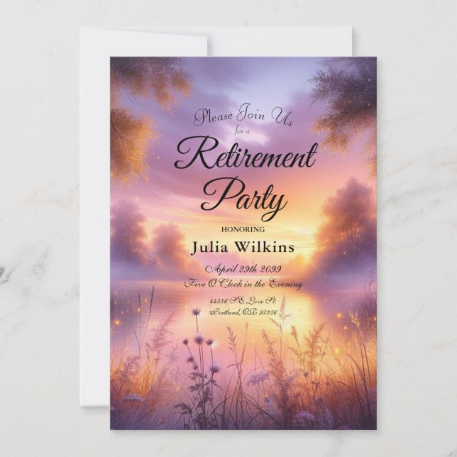 Tranquil Glow of Evening by the Lake Invitation (Front)