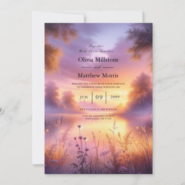 Tranquil Glow of Evening by the Lake Invitation (Front)