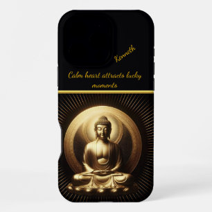 Tranquil Golden Buddha in meditation iPhone 16 Pro Max Case