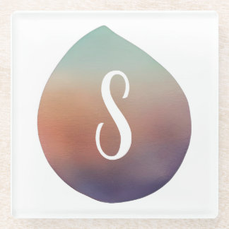 Tranquil Gradient Teardrop Glass Coaster