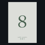 Tranquil Green Emerald Plain Simple Sea Glass Table Number<br><div class="desc">Tranquil Green Emerald Plain Simple Sea Glass Wedding Table Number</div>