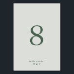 Tranquil Green Emerald Plain Simple Sea Glass Table Number<br><div class="desc">Tranquil Green Emerald Plain Simple Sea Glass Wedding Table Number</div>