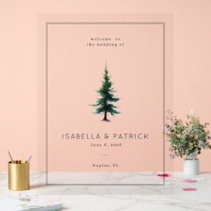 Tranquil Green Evergreen Tree Acrylic Sign