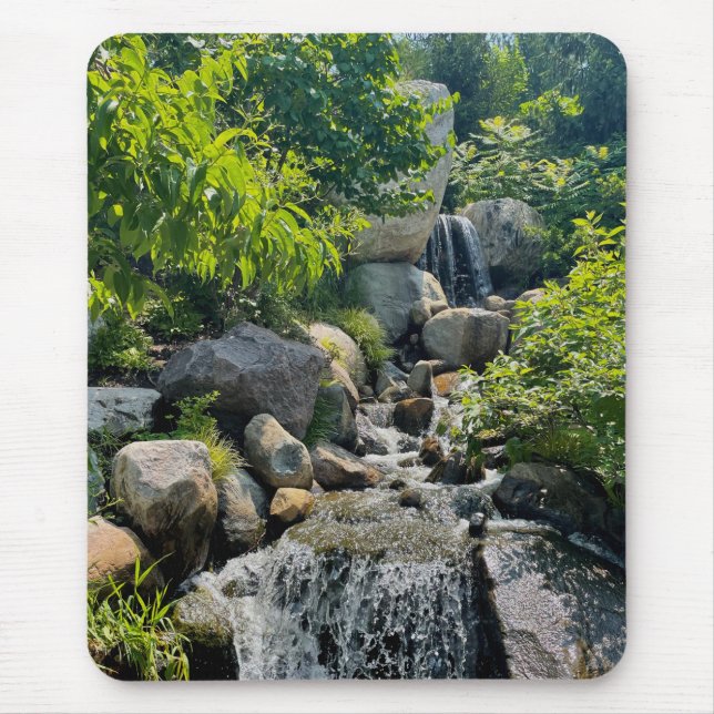 Tranquil Green Falls Serene Nature Elegance Mouse Pad (Front)