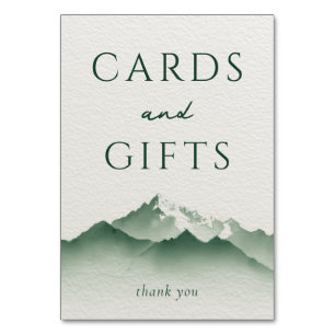 Tranquil Green Watercolor Mountains Table Number