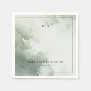 Tranquil Green Watercolor Napkin