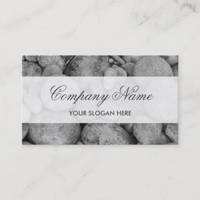 Tranquil grey pebble stones business card design (Front)