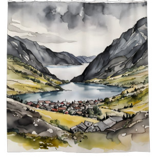 Tranquil Haven by the Norwegian Fjords Shower Curtain