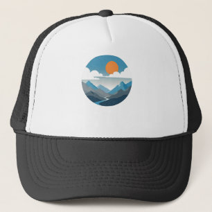 Tranquil Horizon Minimal Mountain Landscape Art Trucker Hat