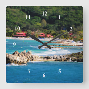 Tranquil Island Paradise Labadee Haiti Square Wall Clock