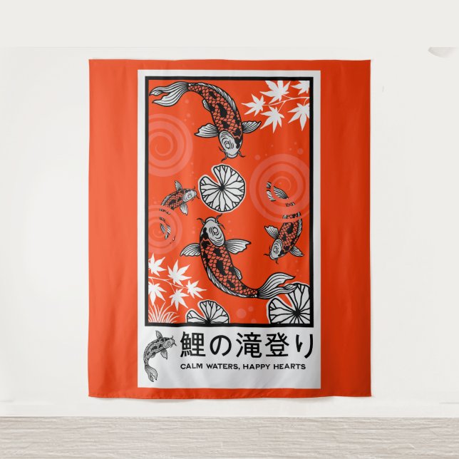 Tranquil Japanese Carp Art Tapestry (Front)