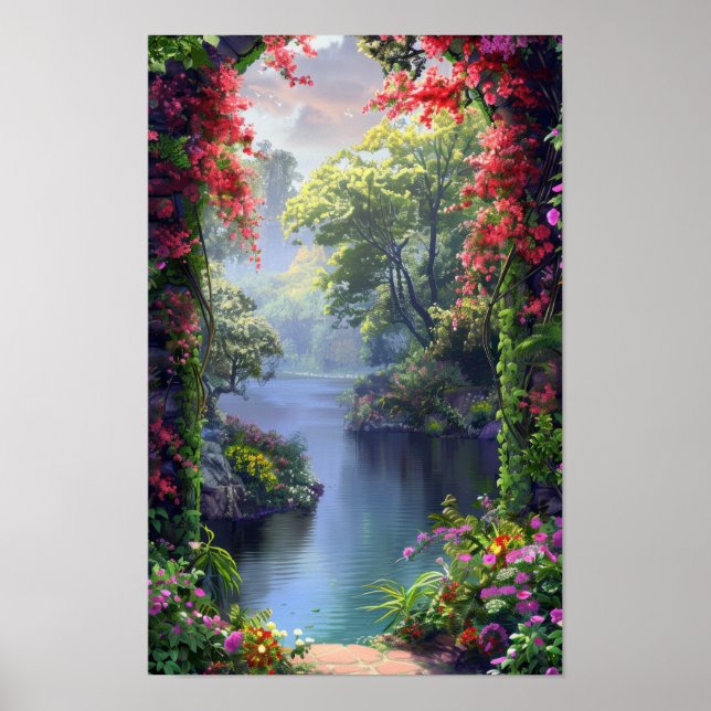 Tranquil Japanese Garden Archway Poster (Front)