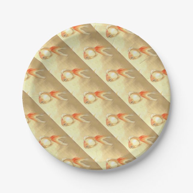 Tranquil Japanese Goldfish Paper Plate (Front)